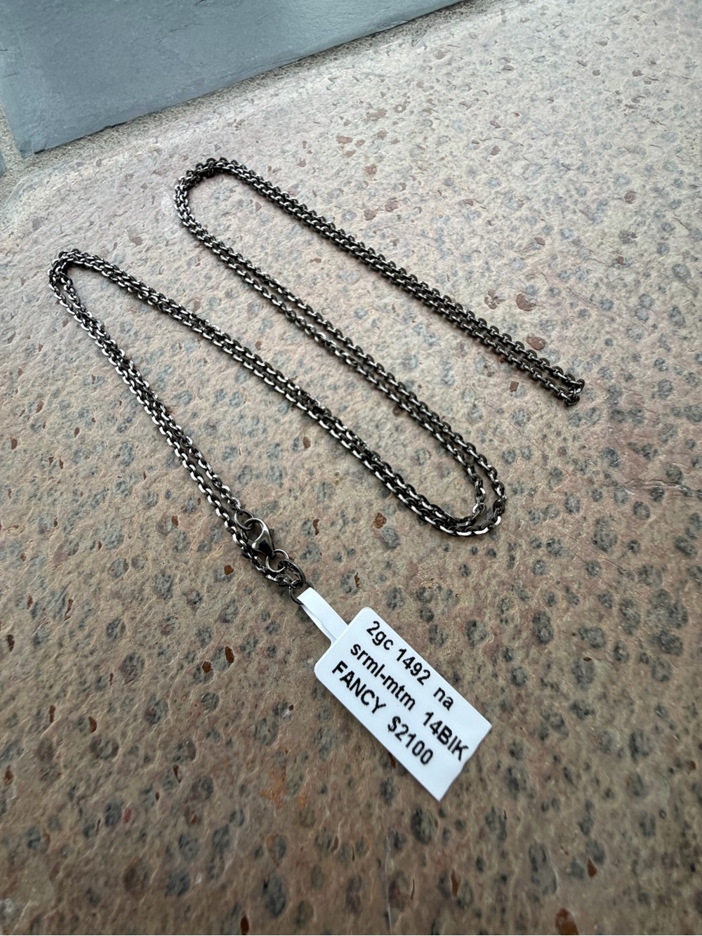 14kt White Gold Faceted Rolo Black Rhodiumed Chain Necklace 30” long